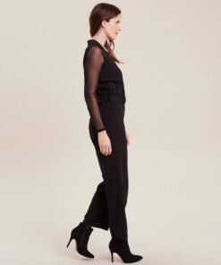 combinaison pantalon resille noir femme cote
