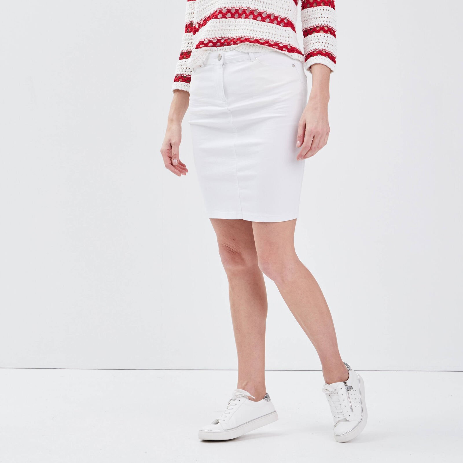 Jupe droite blanche face biais
